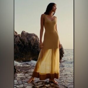 ANTHROPOLOGIE SHEER PANEL MAXI SWEATER DRESS